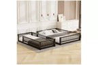 Bellemave Lit Superposé au Sol Jumeau XL sur Grand Lit avec Échelle et Barrières de Sécurité, Lit Superposé au Sol en Métal avec Design Détachable, Facile à Assembler, Noir