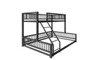 Bellemave Lit Superposé au Sol Jumeau XL sur Grand Lit avec Échelle et Barrières de Sécurité, Lit Superposé au Sol en Métal avec Design Détachable, Facile à Assembler, Noir