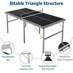 Table de ping-pong portable 180x90 cm pour intérieur et extérieur - Comprend filet, 2 raquettes et 3 balles - Table de jeu professionnelle pour adultes et adolescents