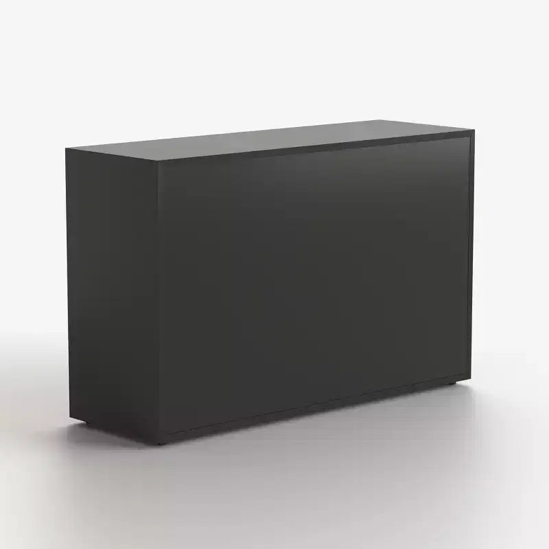 47.04 Buffet moderne avec portes en acrylique incassables – Meuble de rangement à 2 tiroirs avec étagères réglables – Noir mat Gaoyangjiaju
