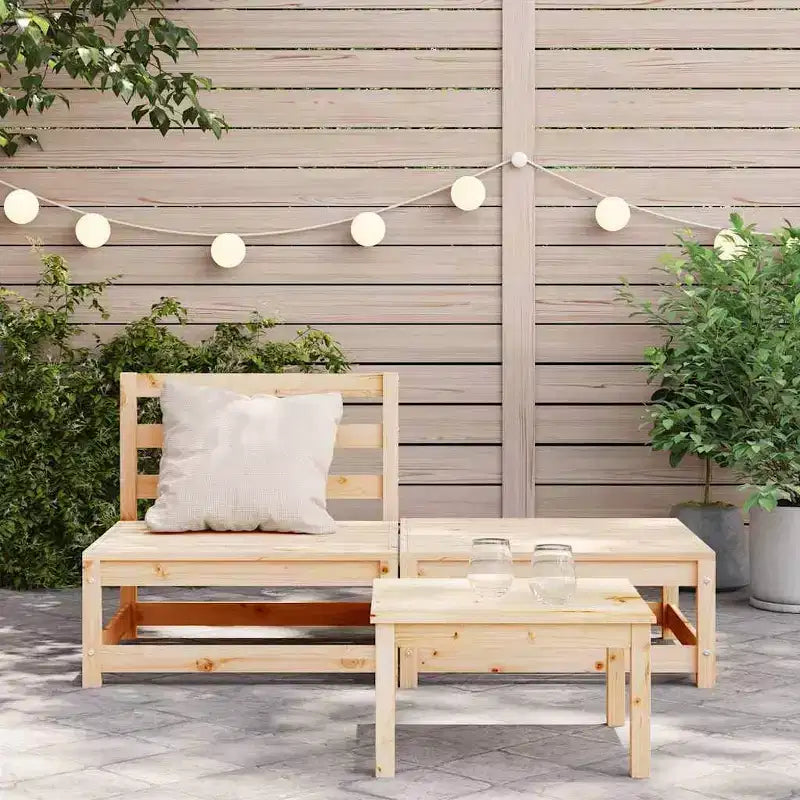 vidaXL Salon de jardin en acacia massif et polyester Naturel
