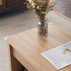 VINGLI Table Basse de Ferme relevable, Gris Rustique avec Étagère de Rangement/Compartiment Caché, Mesa De Centro para Sala