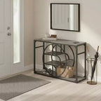 Console d'entrée industrielle de 55 pouces, table à 5 niveaux avec cadre en métal en forme de O et rangement pour salon et couloir