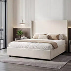Dyonery Queen Bed Frame Upholstered Platform Bed with 55 inch Linen Headboard No Box Spring Needed,Sturdy Wooden Slats,Noise-Free Easy Assembly