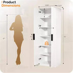 VINGLI 70 Armoire de cuisine moderne avec portes cannelées, 5 étagères réglables, solution de rangement haute