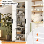 VINGLI 70 Armoire de cuisine moderne avec portes cannelées, 5 étagères réglables, solution de rangement haute