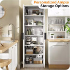 VINGLI 70 Armoire de cuisine moderne avec portes cannelées, 5 étagères réglables, solution de rangement haute