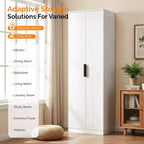 VINGLI 70 Armoire de cuisine moderne avec portes cannelées, 5 étagères réglables, solution de rangement haute
