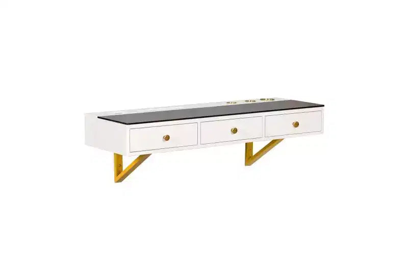 Étagère flottante JVNOXK de 47 po avec tiroir, coiffeuse murale multifonctionnelle, bureau mural, convient aux chambres à coucher, beige clair