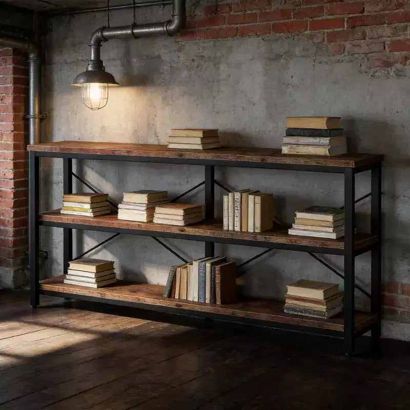 Console, Table d'appoint à 3 niveaux avec cadre en métal