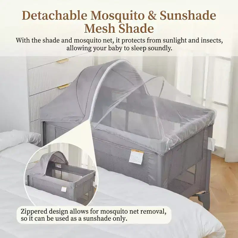 Moïse 3 en 1 pour bébé, Cododo, Table à langer, Lit bébé avec moustiquaire détachable et espace de rangement inférieur pour nouveau-nés et tout-petits