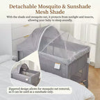 Moïse 3 en 1 pour bébé, Cododo, Table à langer, Lit bébé avec moustiquaire détachable et espace de rangement inférieur pour nouveau-nés et tout-petits