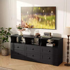 Commode étroite 6 tiroirs avec étagère ouverte pour chambre de bébé et placard, noir