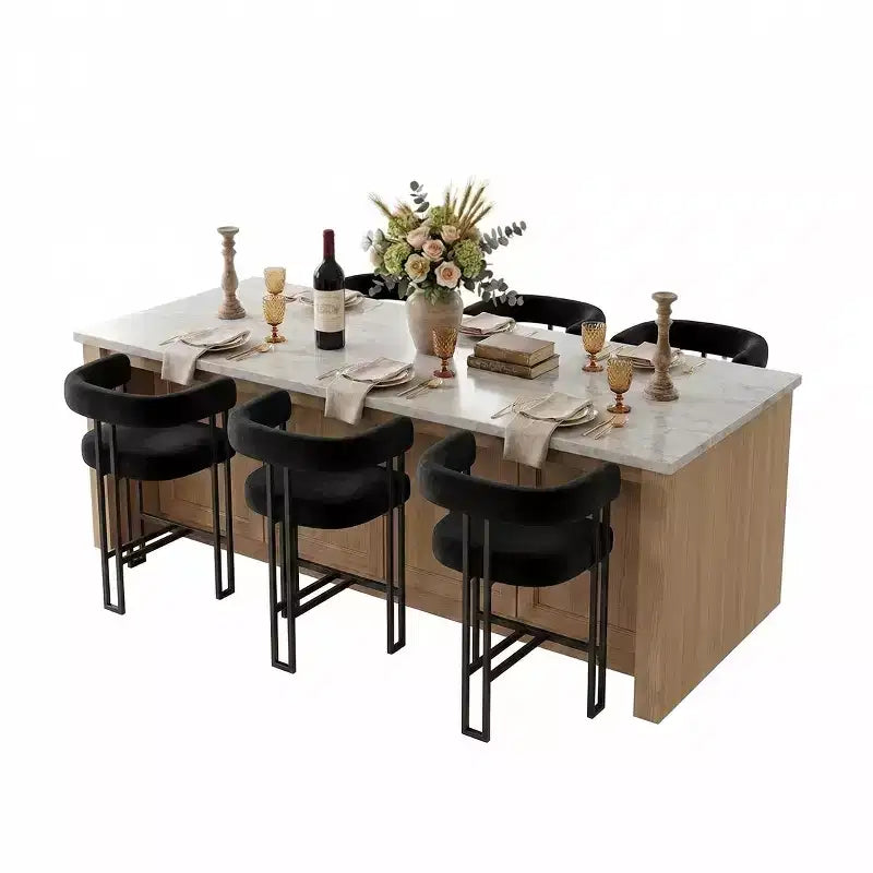 Lot de 6 tabourets de bar modernes de 61 cm de hauteur de comptoir avec dossier et accoudoirs, tabourets de comptoir rembourrés en velours pour îlot de cuisine ou bar-Panipeachy