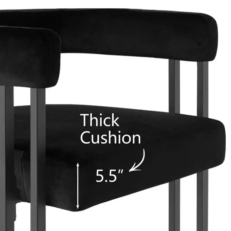 Lot de 6 tabourets de bar modernes de 61 cm de hauteur de comptoir avec dossier et accoudoirs, tabourets de comptoir rembourrés en velours pour îlot de cuisine ou bar-Panipeachy
