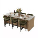 Lot de 6 tabourets de bar modernes de 61 cm de hauteur de comptoir avec dossier et accoudoirs, tabourets de comptoir rembourrés en velours pour îlot de cuisine ou bar-Panipeachy