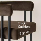 Lot de 6 tabourets de bar modernes de 61 cm de hauteur de comptoir avec dossier et accoudoirs, tabourets de comptoir rembourrés en velours pour îlot de cuisine ou bar-Panipeachy