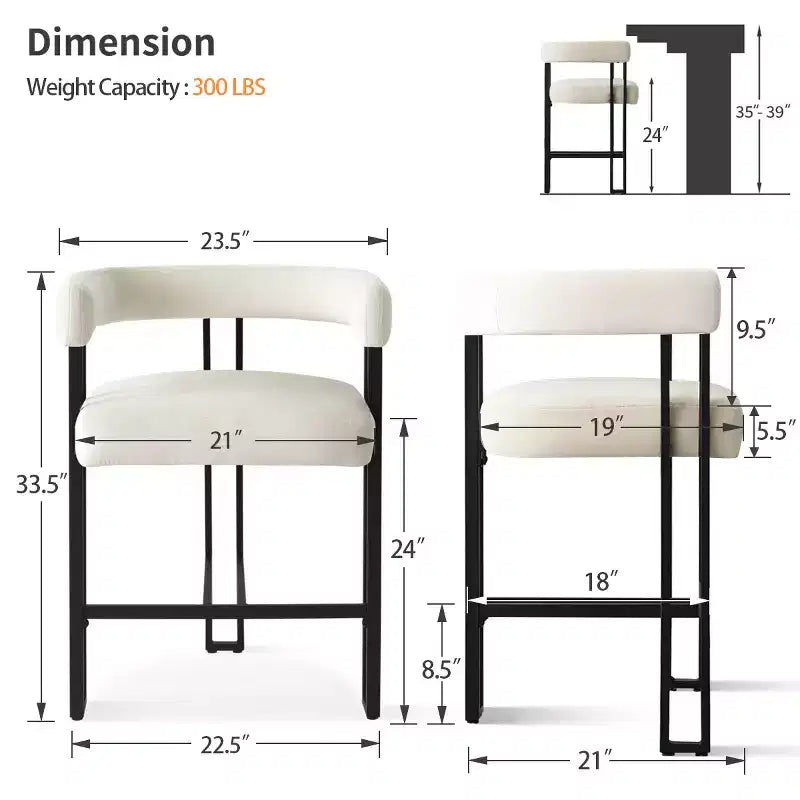 Lot de 6 tabourets de bar modernes de 61 cm de hauteur de comptoir avec dossier et accoudoirs, tabourets de comptoir rembourrés en velours pour îlot de cuisine ou bar-Panipeachy