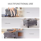 Canapé d'angle modulable 4 places en U Ora Maison 118 avec 2 poufs et table d'appoint pliable