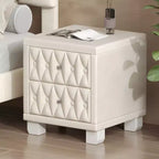 Table de chevet élégante en velours avec 2 tiroirs, table de chevet capitonnée avec poignées en cristal pour chambre ou salon - Panipeachy