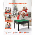 Table d'activités en bois VEVOR pour enfants, plateau double face pour blocs de construction, table de jeu multi-usage avec 2 bacs de rangement pour enfants de 3 ans et plus, noire
