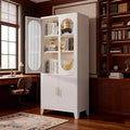 70 Inch Freestanding Bathroom Cabinet, Tall Pantry Cabinet with Frosted Tempered Glass Doors, Adjustable Shelves, Toiletry Storage for Living Room