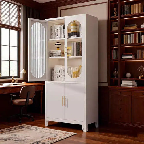 70 Inch Freestanding Bathroom Cabinet, Tall Pantry Cabinet with Frosted Tempered Glass Doors, Adjustable Shelves, Toiletry Storage for Living Room