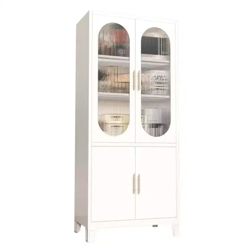 Meuble de salle de bain autoportant de 70 pouces, meuble de rangement haut avec portes en verre trempé dépoli, étagères réglables, rangement pour articles de toilette pour salon