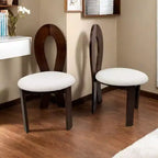 MAYEERTY Lot de 2 chaises de salle à manger, chaises de cuisine rembourrées en velours Teddy, chaises de salle à manger à cadre en bois de noyer massif