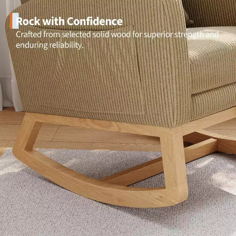 Fauteuil à bascule de puériculture, fauteuil planeur moderne rembourré avec oreiller, fauteuil à bascule pour salon chambre à coucher