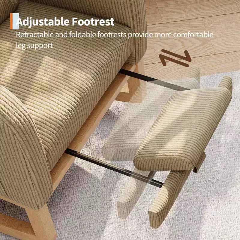 Fauteuil à bascule de puériculture, fauteuil planeur moderne rembourré avec oreiller, fauteuil à bascule pour salon chambre à coucher