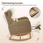 Fauteuil à bascule de puériculture, fauteuil planeur moderne rembourré avec oreiller, fauteuil à bascule pour salon chambre à coucher