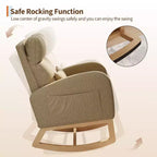 Fauteuil à bascule de puériculture, fauteuil planeur moderne rembourré avec oreiller, fauteuil à bascule pour salon chambre à coucher