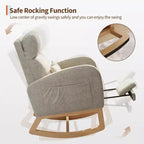Fauteuil à bascule de puériculture, fauteuil planeur moderne rembourré avec oreiller, fauteuil à bascule pour salon chambre à coucher