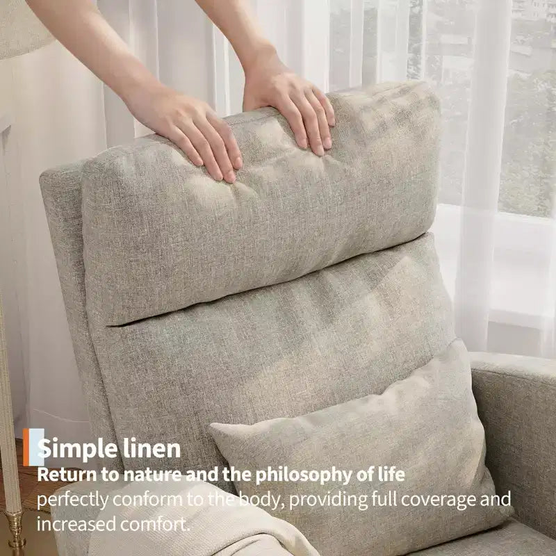 Fauteuil à bascule de puériculture, fauteuil planeur moderne rembourré avec oreiller, fauteuil à bascule pour salon chambre à coucher