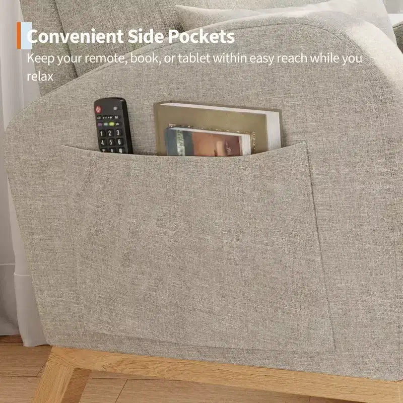 Fauteuil à bascule de puériculture, fauteuil planeur moderne rembourré avec oreiller, fauteuil à bascule pour salon chambre à coucher