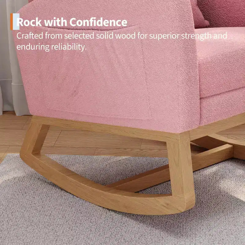 Fauteuil à bascule de puériculture, fauteuil planeur moderne rembourré avec oreiller, fauteuil à bascule pour salon chambre à coucher