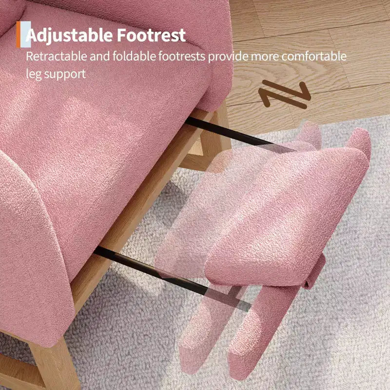 Fauteuil à bascule de puériculture, fauteuil planeur moderne rembourré avec oreiller, fauteuil à bascule pour salon chambre à coucher