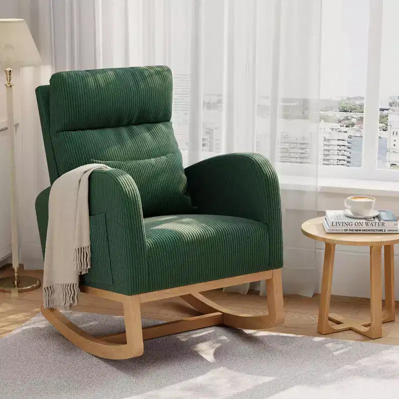 Fauteuil à bascule de puériculture, fauteuil planeur moderne rembourré avec oreiller, fauteuil à bascule pour salon chambre à coucher