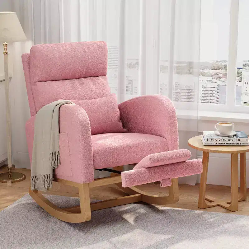 Fauteuil à bascule de puériculture, fauteuil planeur moderne rembourré avec oreiller, fauteuil à bascule pour salon chambre à coucher