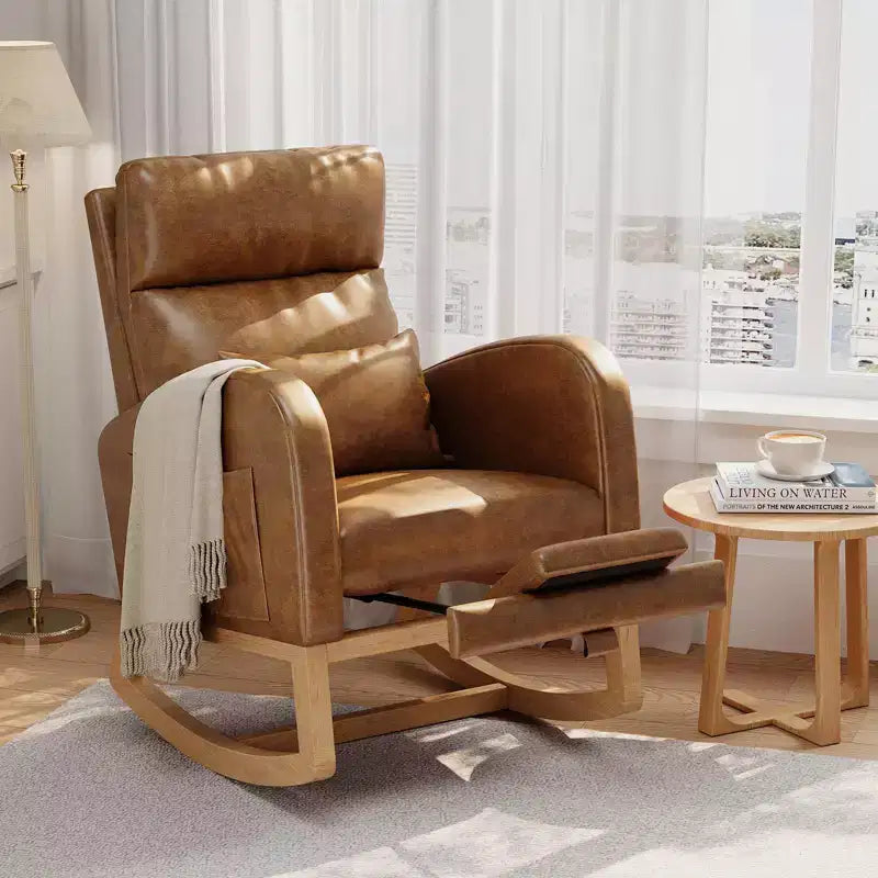 Fauteuil à bascule de puériculture, fauteuil planeur moderne rembourré avec oreiller, fauteuil à bascule pour salon chambre à coucher