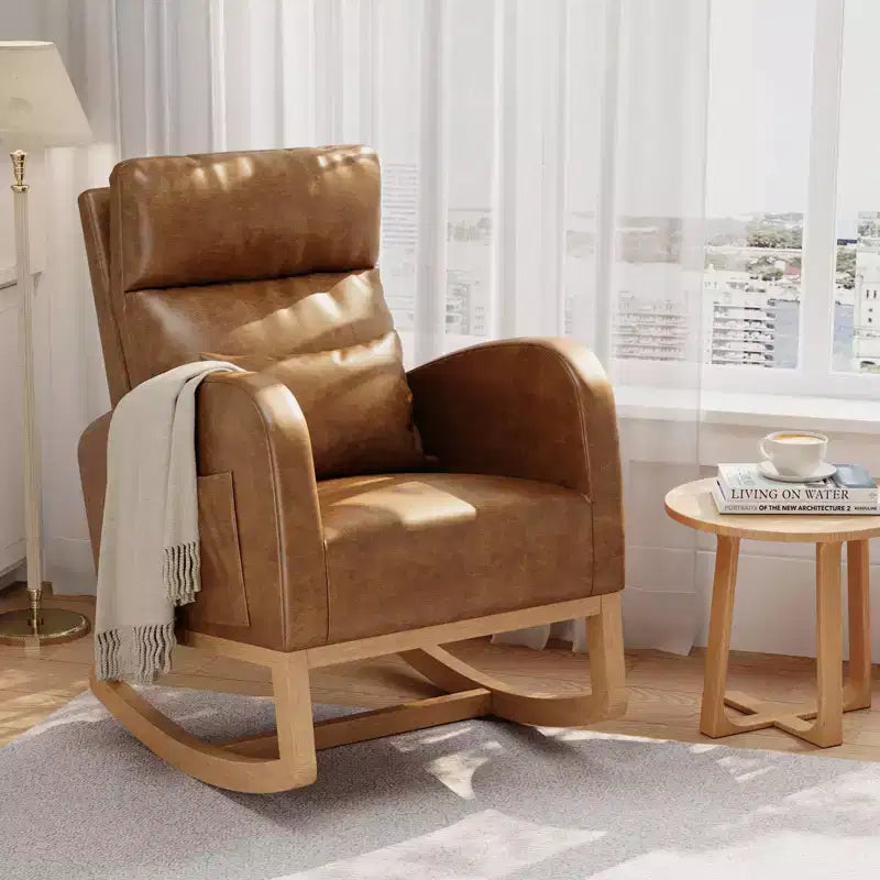 Fauteuil à bascule de puériculture, fauteuil planeur moderne rembourré avec oreiller, fauteuil à bascule pour salon chambre à coucher