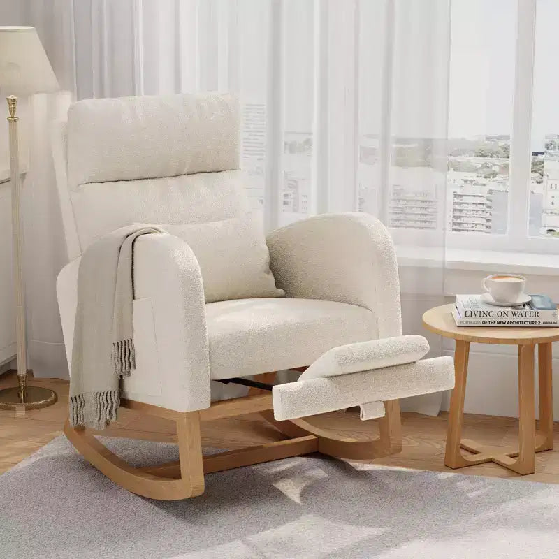 Fauteuil à bascule de puériculture, fauteuil planeur moderne rembourré avec oreiller, fauteuil à bascule pour salon chambre à coucher