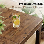 Dyonery Bureau informatique avec prises électriques, plateau de 3 cm d'épaisseur pour le bureau à domicile, jeux, écriture, travail pour le bureau à domicile, marron rustique