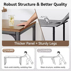 Dyonery Bureau informatique avec prises électriques, plateau de 3 cm d'épaisseur pour le bureau à domicile, jeux, écriture, travail pour le bureau à domicile, marron rustique