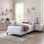 Lit plateforme contemporain GDFStudio Evelyn en velours rembourré avec tête de lit réglable