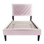 Lit plateforme contemporain GDFStudio Evelyn en velours rembourré avec tête de lit réglable