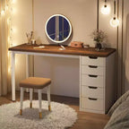 Bureau informatique avec 5 tiroirs, bureau à domicile rustique marron de 120 cm avec rangement, bureau moderne simple pour ordinateur portable, table d'étude pour petits espaces