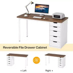 Bureau informatique avec 5 tiroirs, bureau à domicile rustique marron de 120 cm avec rangement, bureau moderne simple pour ordinateur portable, table d'étude pour petits espaces