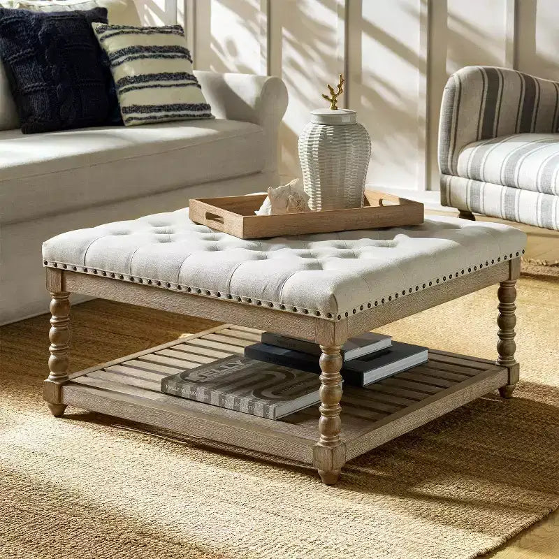 Pouf de ferme Levi en bois massif | HULALA HOME-IVOIRE